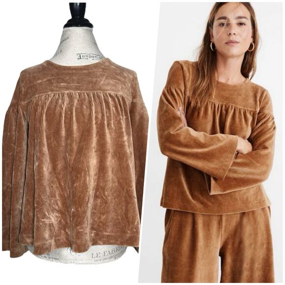 Texture & Thread Madewell | Women | Warm Hickory Corduroy Swing Top | Size Small - Picture 1 of 10